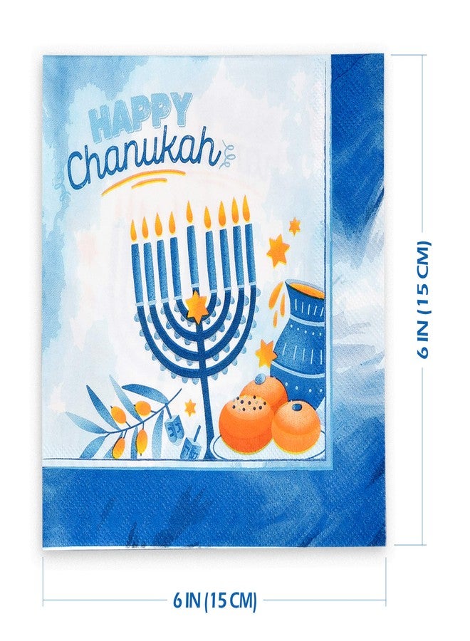 Izzy 'n' Dizzy Hanukkah Napkins, Hanukkah Paper Goods, Blue and White - Chanukah Themed Party Supplies (Pack of 40) - Image 2